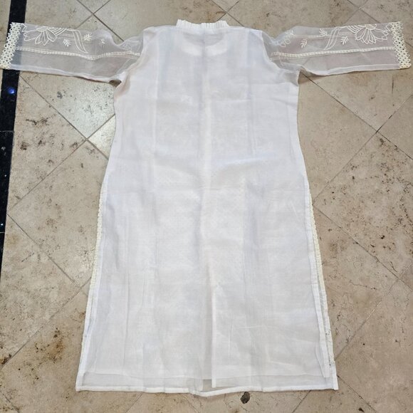 Elegant White Embroidered 3 Piece Suit Traditional Desi Wear Size XL - Picture 6 of 9